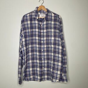 Corridor lightweight plaid linen button-down shirt Large